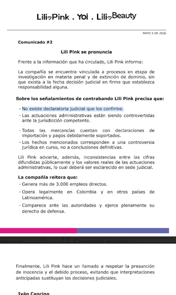 El defensor de la empresa colombiana señaló que no existe declaratoria judicial que confirme los delitos - Lili Pink/Iván Cancino