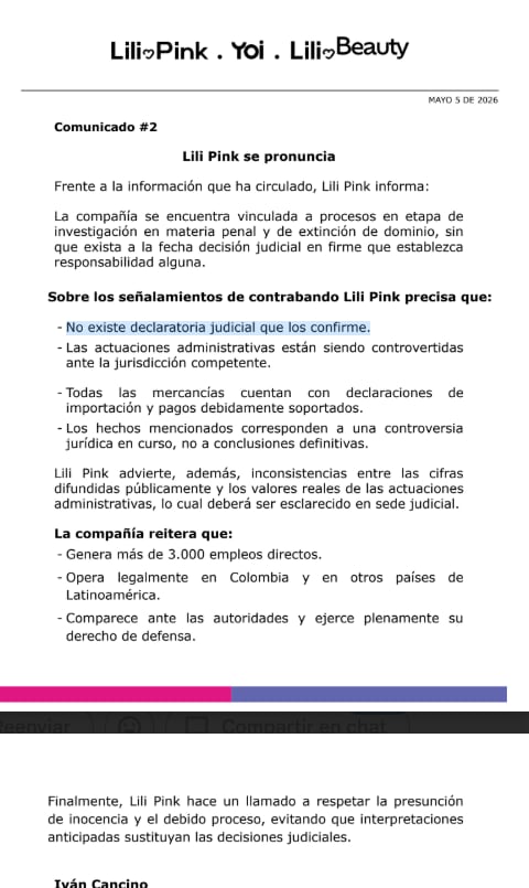 El defensor de la empresa colombiana señaló que no existe declaratoria judicial que confirme los delitos - Lili Pink/Iván Cancino
