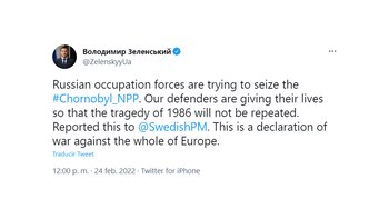 El tuit del presidente ucraniano