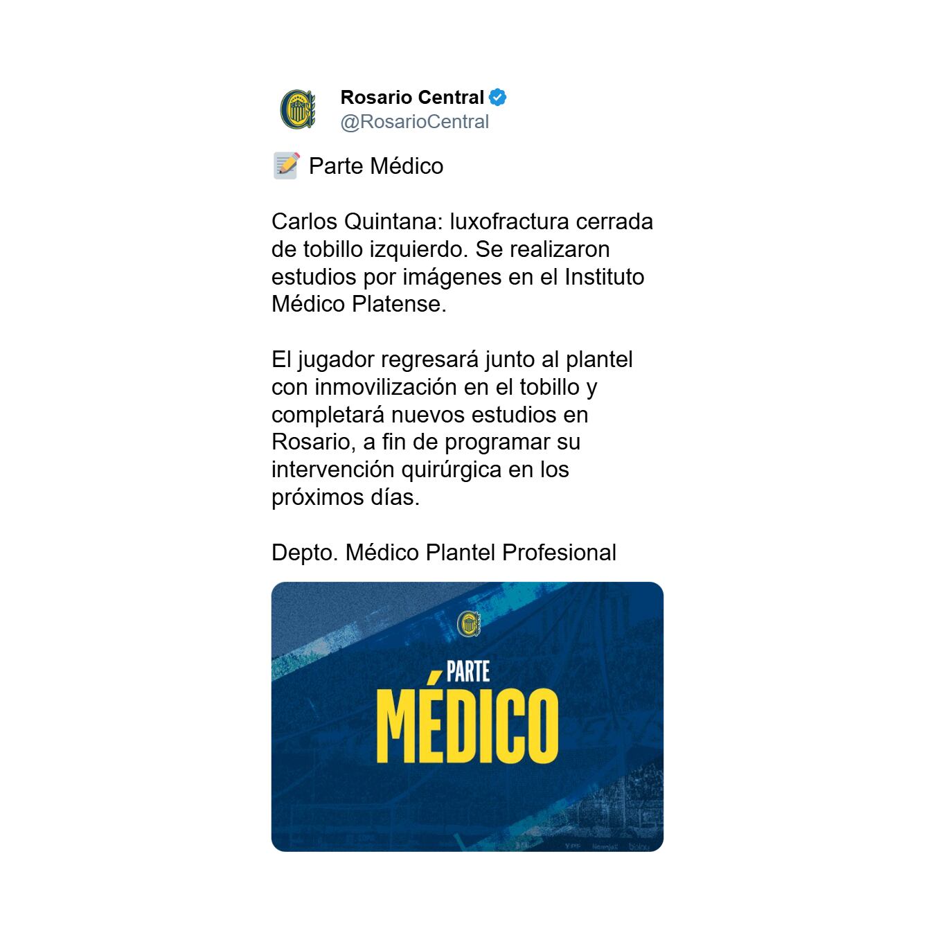 El posteo de Rosario Central