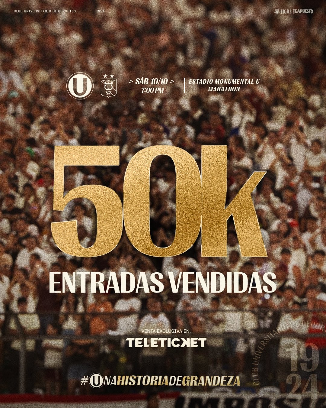 50 mil personas vivirán el Universitario vs Melgar en el estadio Monumental.