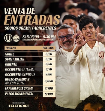 La venta de entradas para el Universitario vs Comerciantes Unidos inició días atrás mediante Teleticket.