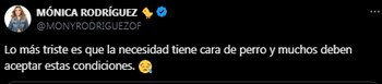 Mónica Rodríguez constantemente opina de temas del contexto actual - crédito @MonyRodriguez/X