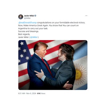 Posteo de Javier Milei en
