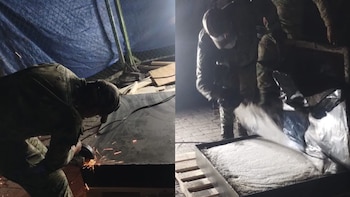 La droga se encontraba escondida y protegida por placas de metal. Crédito: Marina