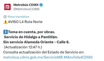 Avance en tiempo real de las diversas líneas de la red de transporte público capitalino.