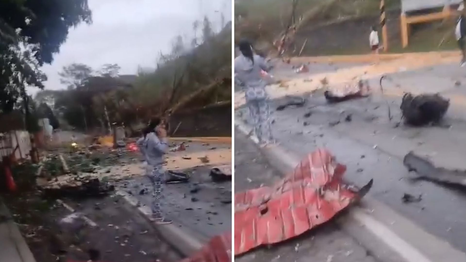 Mantienen restringido el tránsito en La Sierra tras detonación en zona de peaje - crédito @oscar10solarte/X