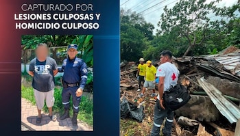 Un camión cisterna volcó en la carretera al Puerto de La Libertad, en Zaragoza, y causó la muerte de una mujer tras impactar contra un puesto de venta. (Cortesía: Policía Nacional Civil/ Cruz Roja Seccional Puerto de la Libertad)