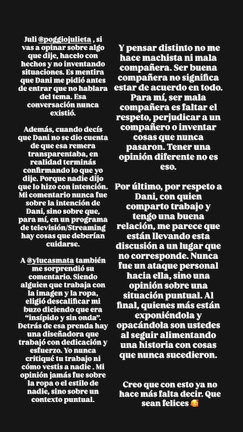 Mica Viciconte respondió a todas las críticas que recibió tra su cruce con Daniela Celis: “Pensar distinto no me hace machista ni mala compañera”