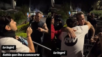 Robbie Williams tuvo emotivo encuentro con fan peruano fuera de su hotel: cantaron juntos y se dieron un abrazo