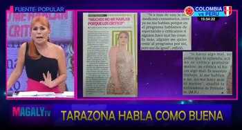 Magaly Medina pone en duda la imparcialidad de Karla Tarazona como crítica de espectáculos. Infobae Perú / Captura TV - Magaly TV La Firme