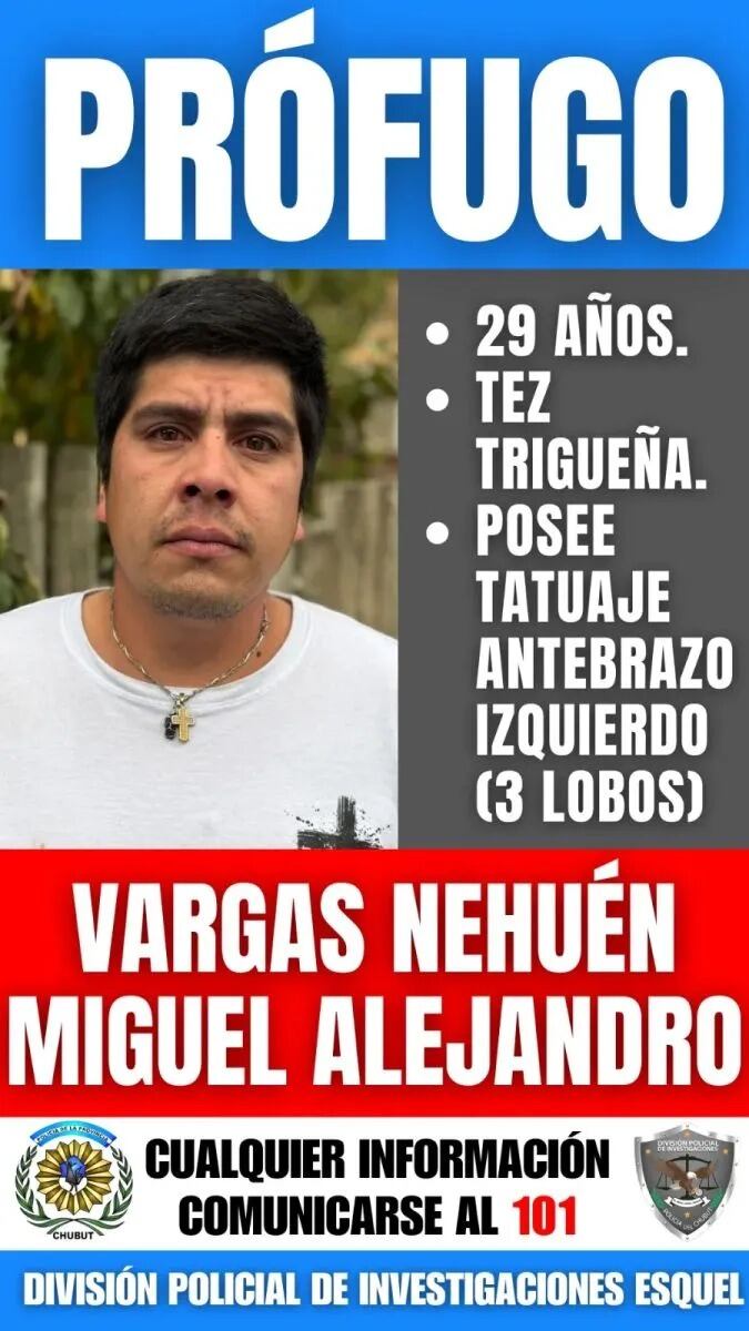 Miguel Alejandro Vargas Nehuén se fugó antes de escuchar que deberá cumplir la pena de prisión perpetua por el femicidio de Ana Calfín