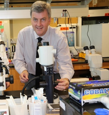 Dr. Griff Parks, a College of Medicine virologist, partnered with an engineer and entrepreneur to develop the disinfectant. Credit: University of Central Florida