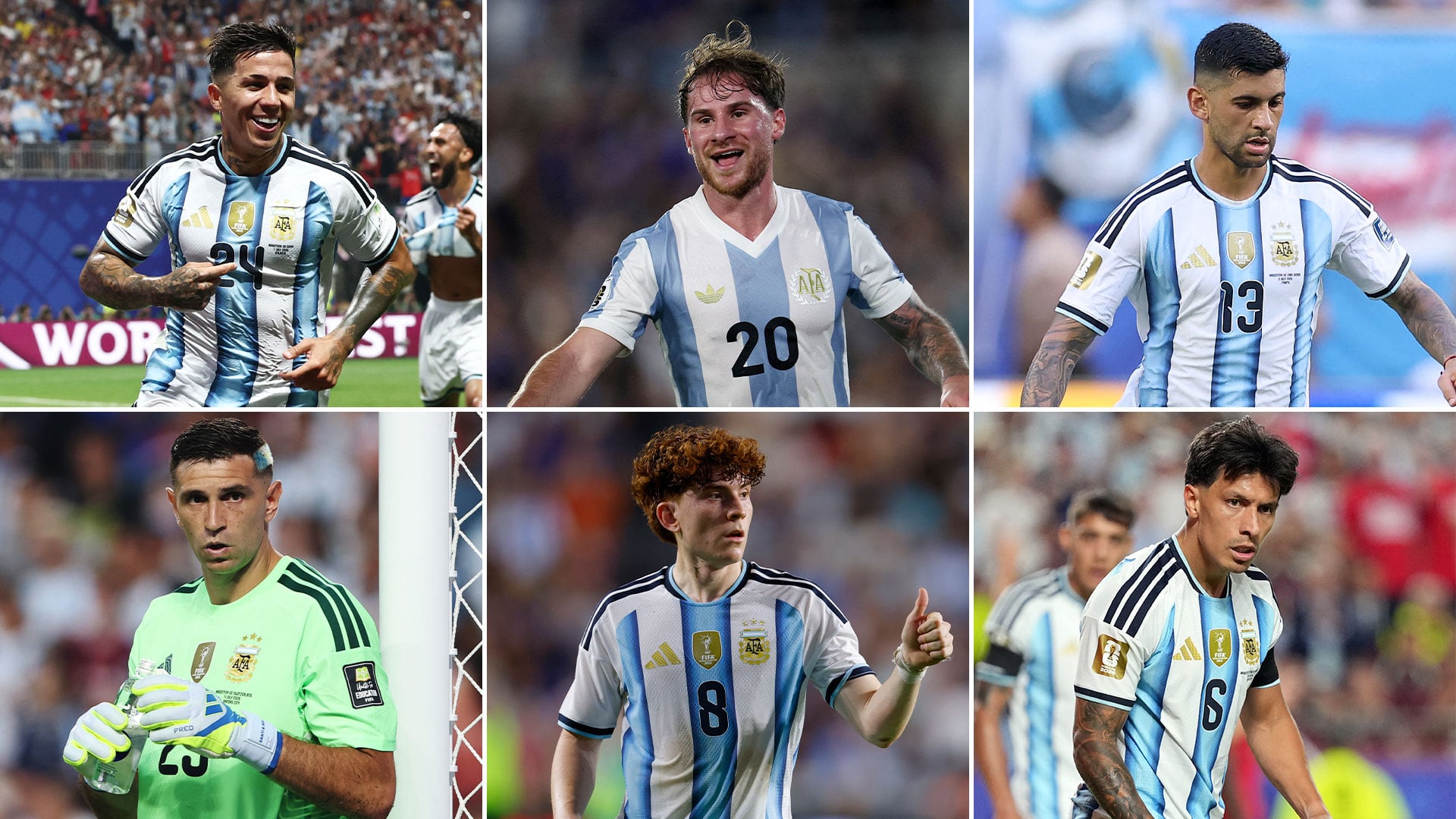 Enzo Fernández, Alexis Mac Allister, Cristian Romero, 'Dibu' Martínez, Valentín Barco y Lisandro Martínez, seis miembros de la selección que juegan actualmente en la Premier League