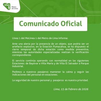 Primero comunicado del Metro 1