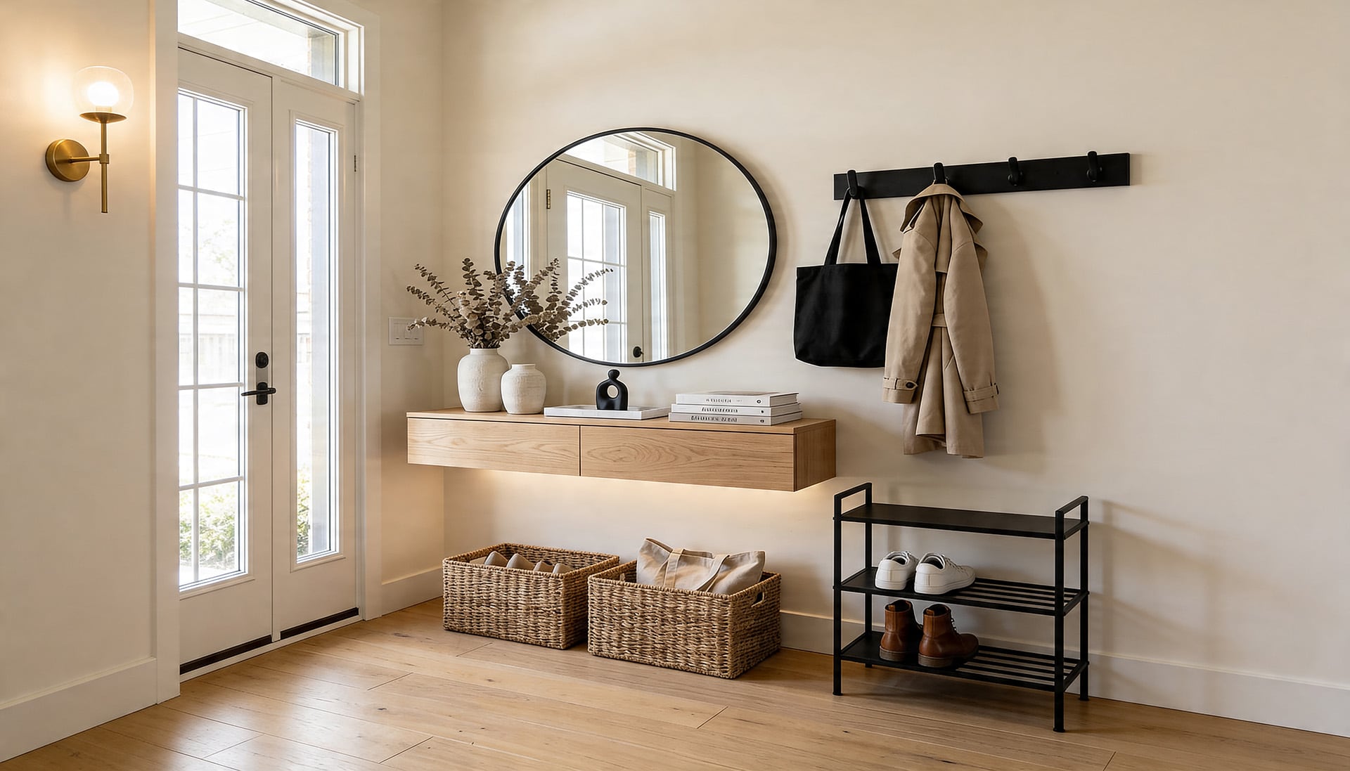 La correcta ubicación de espejos junto a la puerta principal puede ampliar el espacio sin expulsar la energía positiva entrante del feng shui (Imagen Ilustrativa Infobae)