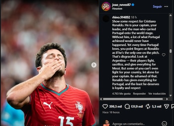 Este fue el momento en que varios usuarios en redes sociales criticaron a João Neves -crédito Instagram