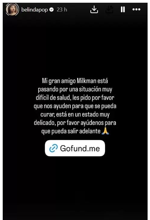 Belinda solicitó apoyo público para el rapero en redes sociales, logrando visibilizar la situación y sumar contribuciones a la causa