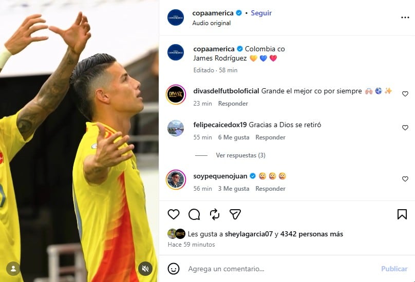 La cuenta oficial de la Copa América destacó su participación en la edición de 2024, donde Colombia terminó subcampeona detrás de Argentina - crédito @copaamerica/Instagram