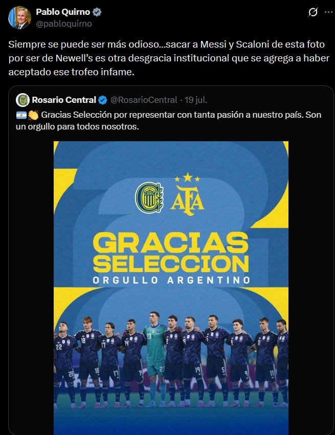 El posteo de Pablo Quirno