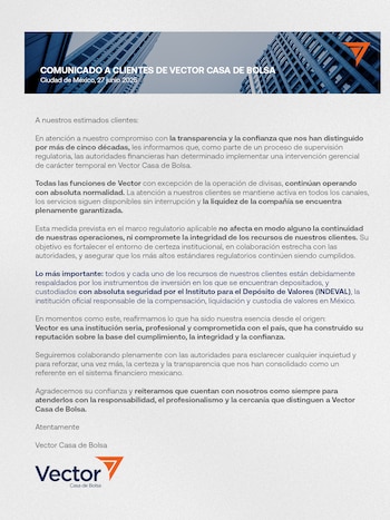 Vector Casa de Bolsa informó