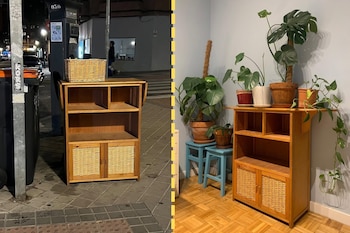 Un mueble encontrado de noche en la calle y, después, integrado en una casa llena de plantas. (@estoyenlabasura)