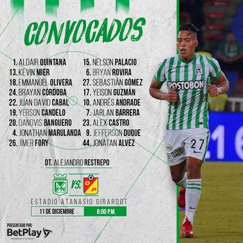 Convocados de Atlético Nacional para