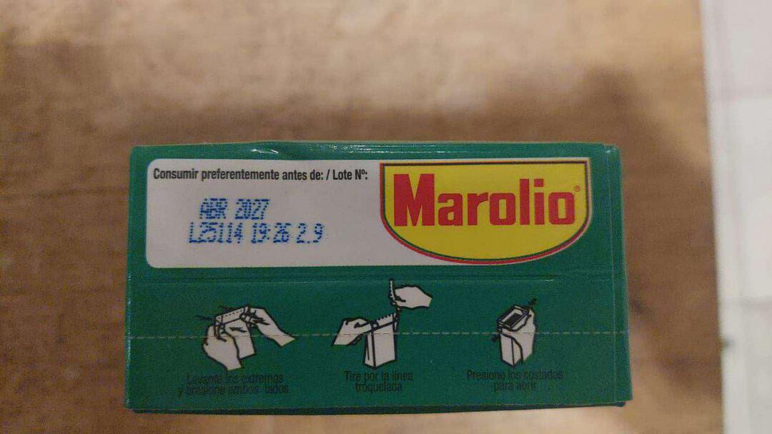 El tomate triturado Marolio libre de gluten se presenta en envases de 500 gramos y pertenece al lote L25114 con fecha de vencimiento en abril de 2027 siendo elaborado en la provincia de Mendoza por MAROLIO S.A. con sede en la Ciudad Autónoma de Buenos Aires