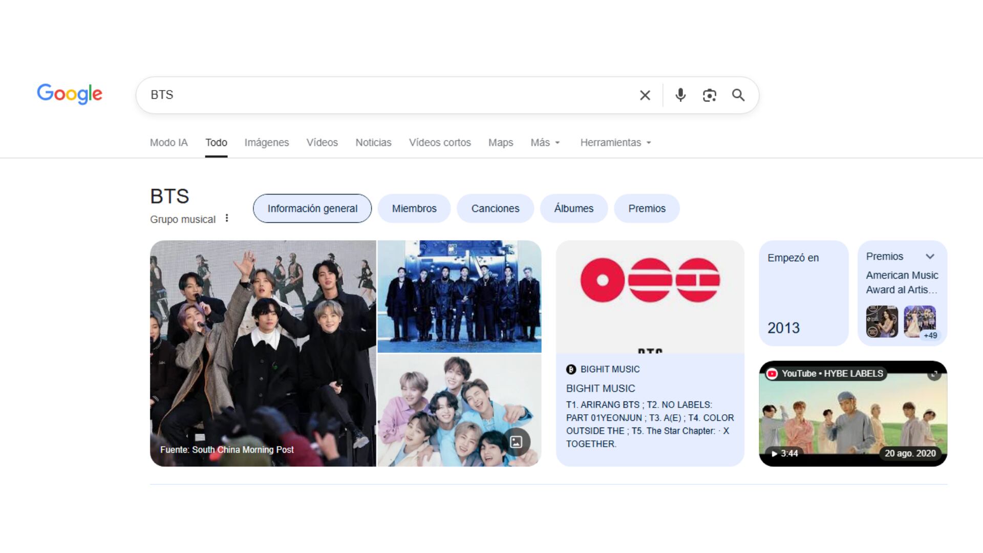 BTS se posicionó como la boyband más buscada de la historia en Google, superando récords durante 2025. (Infobae América)