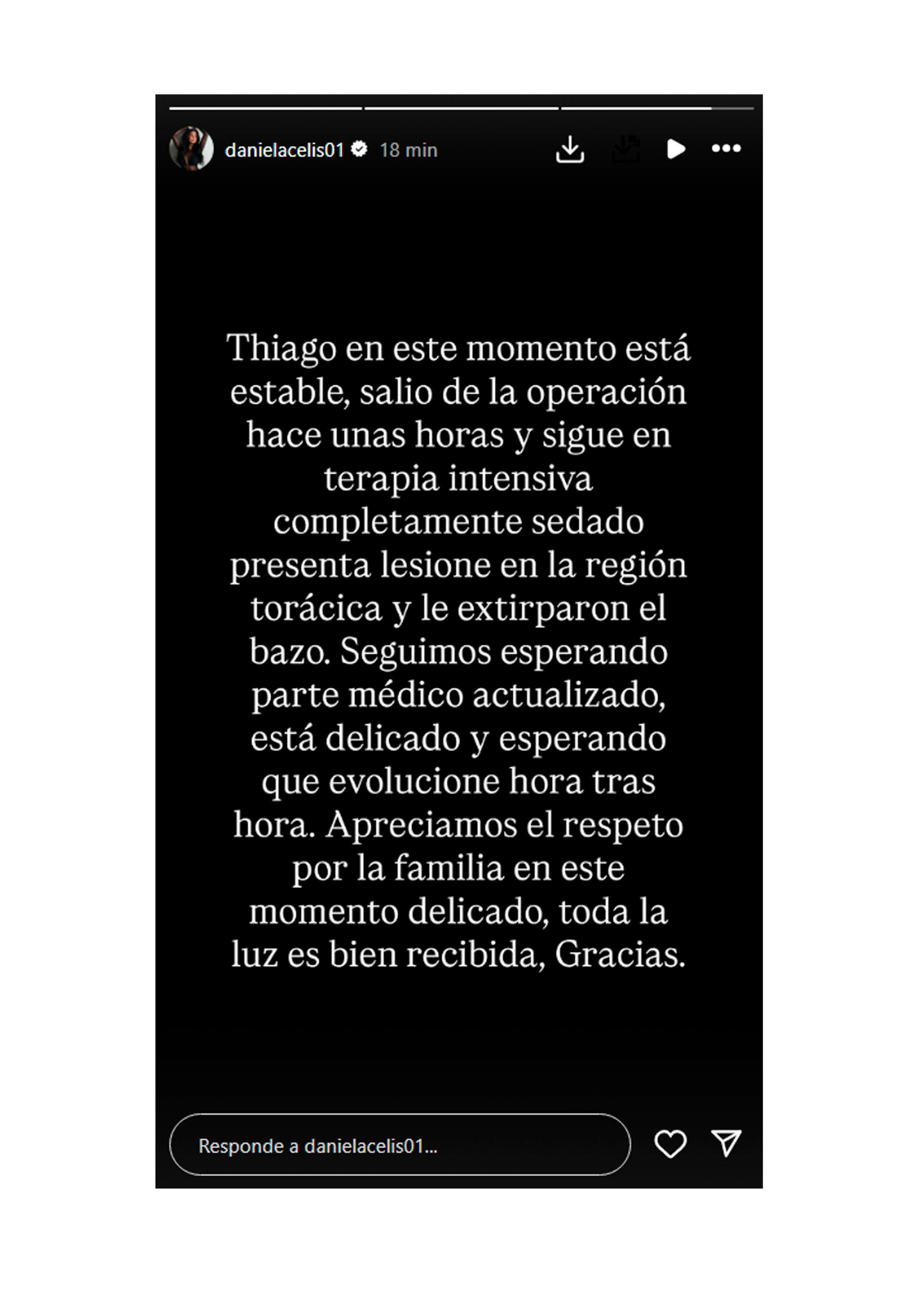 Daniela Celis, su expareja, contó sobre el estado de salud del joven