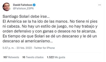 A través de Twitter expresó