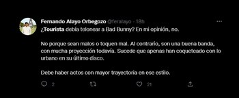Tourista y la reacción en redes. (Twitter)