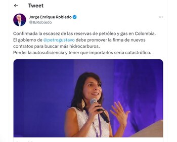 Tuit de Jorge Robledo, exsenador.