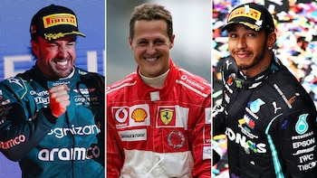 Fernando Alonso, Michael Schumacher y Lewis Hamilton