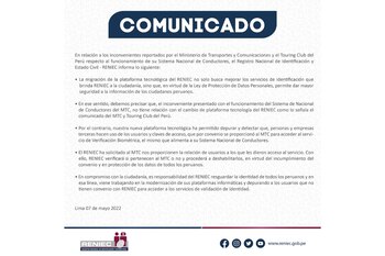 Reniec se pronuncia tras fallas