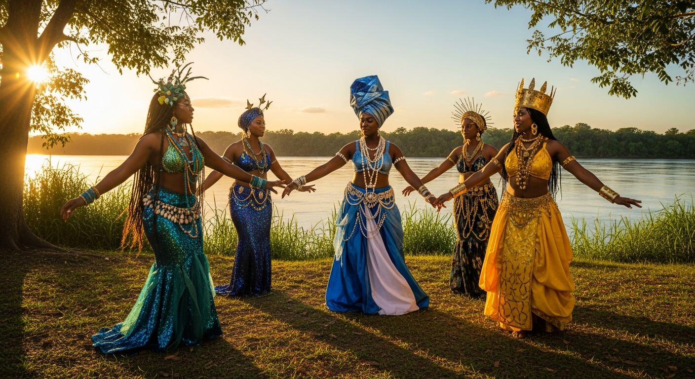 Figuras míticas africanas como Mami Wata, Yemonja y Oshún son veneradas por su poder protector y su vínculo con la fertilidad y el agua (Imagen Ilustrativa Infobae)
