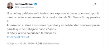 El escritor original de la obra no dudó en reaccionar a lo ocurrido - crédito @GustavoBolivar / X