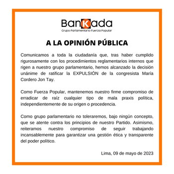 Comunicado de Fuerza Popular