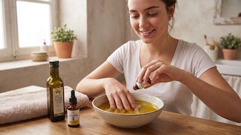 Uñas fuertes y brillantes con baño de aceite de oliva y vitamina E