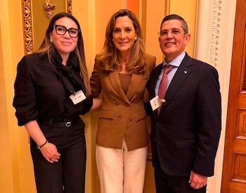 Wagner Vallecillo Paredes y la magistrada Isbela Bustillo mantienen reuniones con miembros del Congreso de Estados Unidos. (Foto: Poder Judicial)