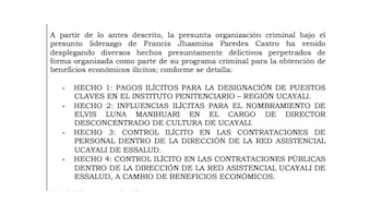 Así operaba la organización que lideraría la congresista Francis Paredes para controlar cargos y contrataciones en el Estado