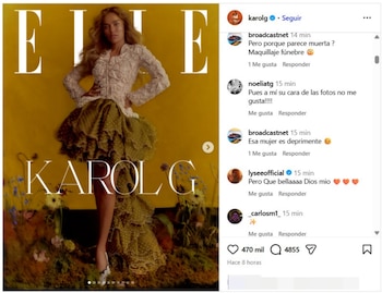 Algunos comentarios estuvieron lejos de apoyar a la artista - crédito Karol G / Instagram