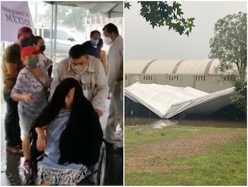 Centro de vacunación inundado Veracruz