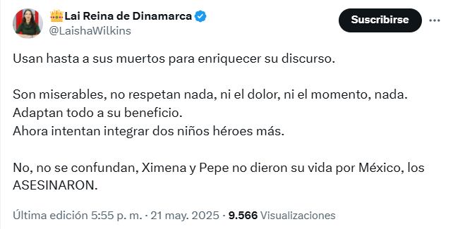 Laisha Wilkins dividió opiniones en X —antes Twitter. (Foto: @LaishaWilkins, X)
