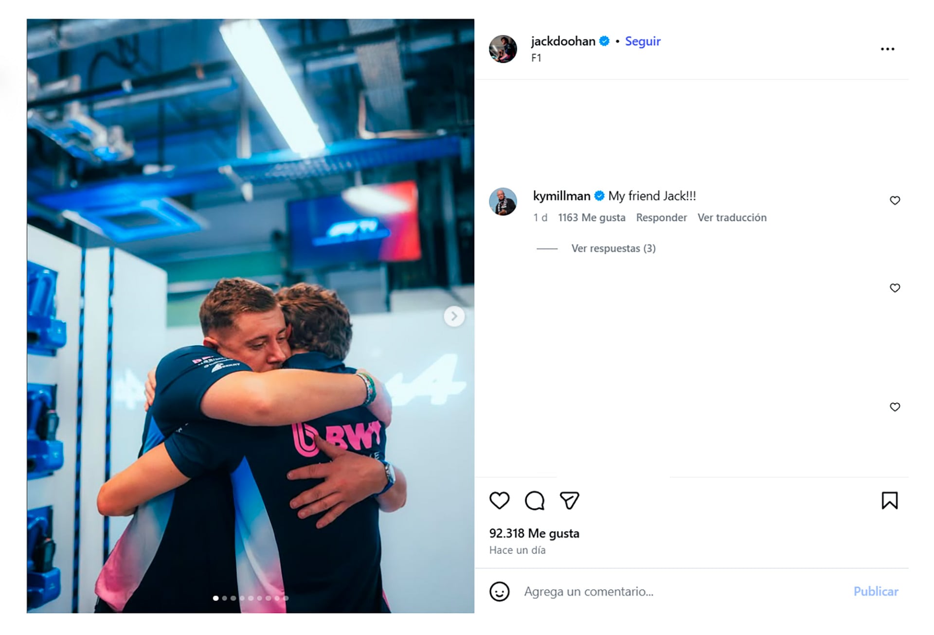 El posteo de Doohan en sus redes