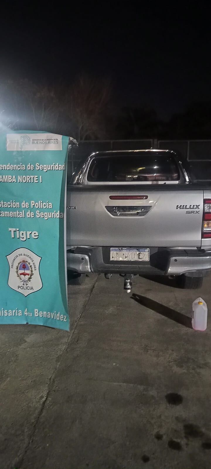 La camioneta Toyota Hilux incautada a Payarola en Nordelta
