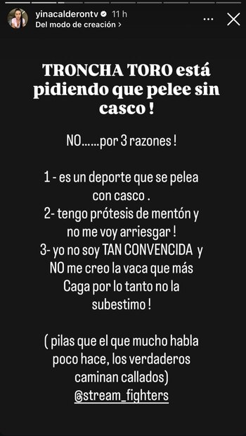 Yina Calderón explicó las razones