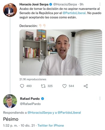 Rafael Pardo reaccionó a la