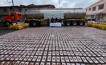 Una inspección en las vías de Ibagué permitió el decomiso de más de 600 kilos de cocaína dentro de un camión - crédito Policía Nacional