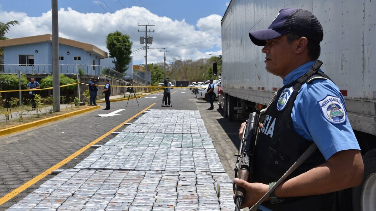 Una operación internacional desbarató el traslado de un cargamento valuado en millones. El vehículo atravesó tres fronteras antes de ser descubierto. El caso expone una red con múltiples ramificaciones (Foto cortesía Visión Policial Nicaragua)